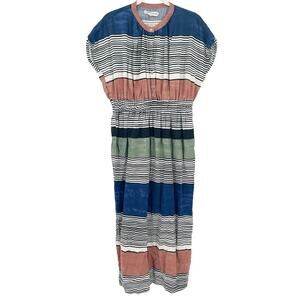 Mara Hoffman Womens Coastal Summer Casual Lounge Cap Sleeve Striped Midi Dress M